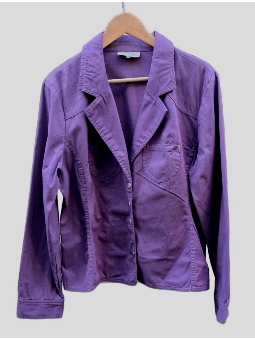 Bellissima Women's Purple Cropped Fitted Snap Up Jacket Cotton Size 12